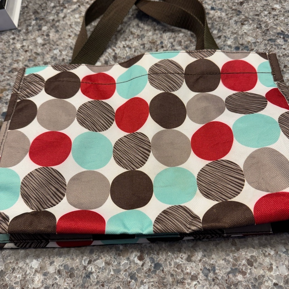 Thirty-One all in one Polka Dot Tote Bag - Red, Brown, and Blue